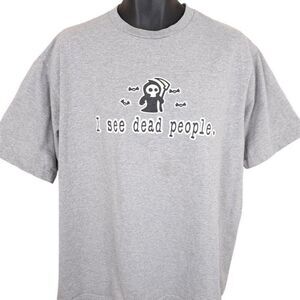 Vintage I See Dead People T Shirt Mens Size XL Gray Y2K Glow In The Dark